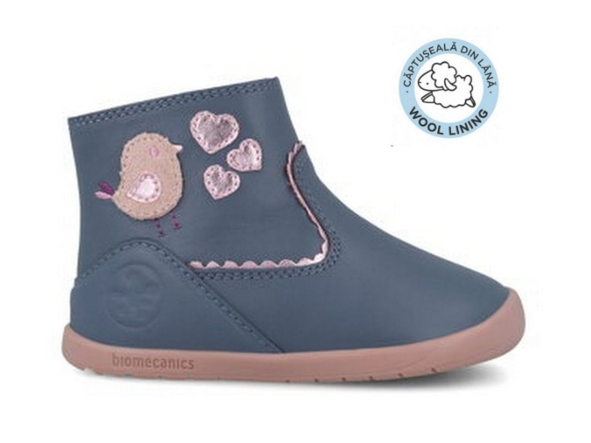 Biomecanics cizme fete captusite Barefoot 19-25 Sauvage Petrol cu pasare Fő kép