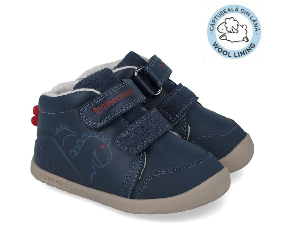 Biomecanics pantofi baieti captusiti Barefoot 19-23 Sauvage Ocean cu dino Fő kép
