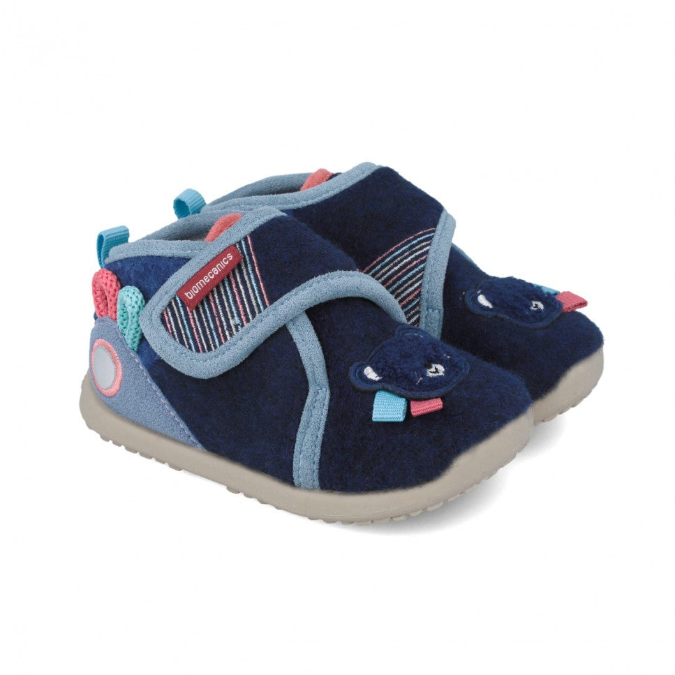 Biomecanics pantofi baieti de casa Primii Pasi 19-24 Mat Azul marino cu ursulet Fő kép