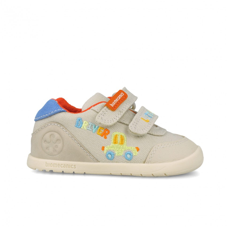 Biomecanics First Steps Barefoot vászon cipő fiúknak 19-26 Piqué Bézs autóval Másodlagos kép