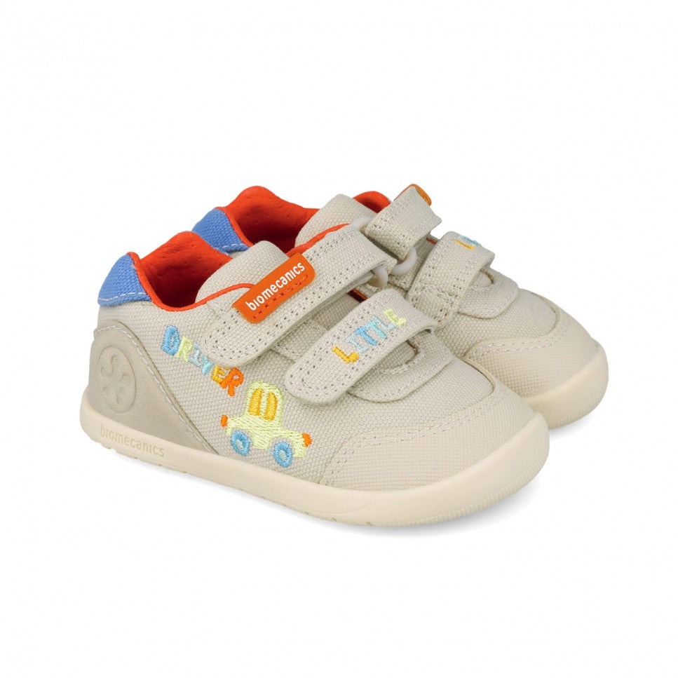 Biomecanics First Steps Barefoot vászon cipő fiúknak 19-26 Piqué Bézs autóval Fő kép