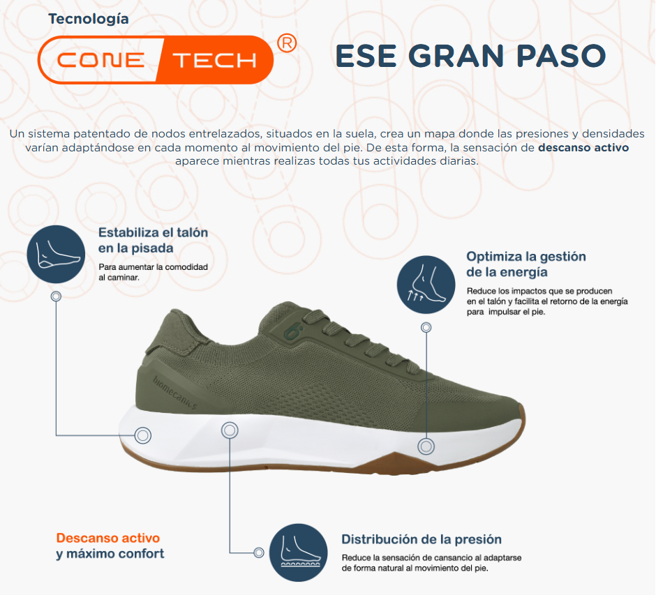 Biomecanics sportcipő fiúknak Cone-Tech 40-45 Textil Kaky