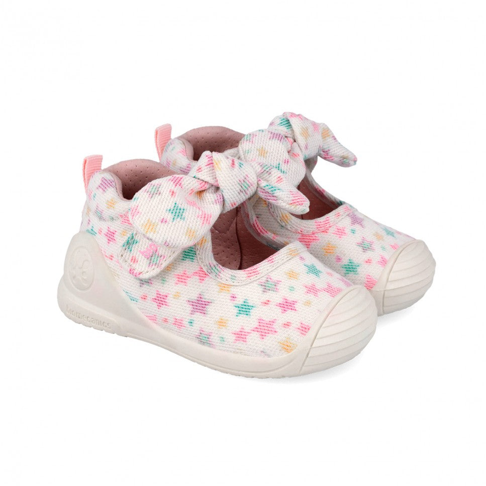 Biomecanics kivágott lány vászoncipő First Steps 19-24 Lurex Blanco csillagokkal Fő kép