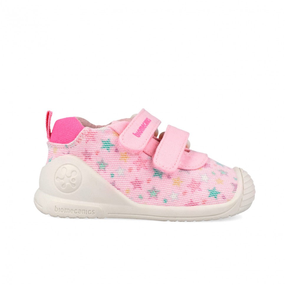 Biomecanics vászon kislány cipő First Steps 18-24 Lurex Rose csillagokkal