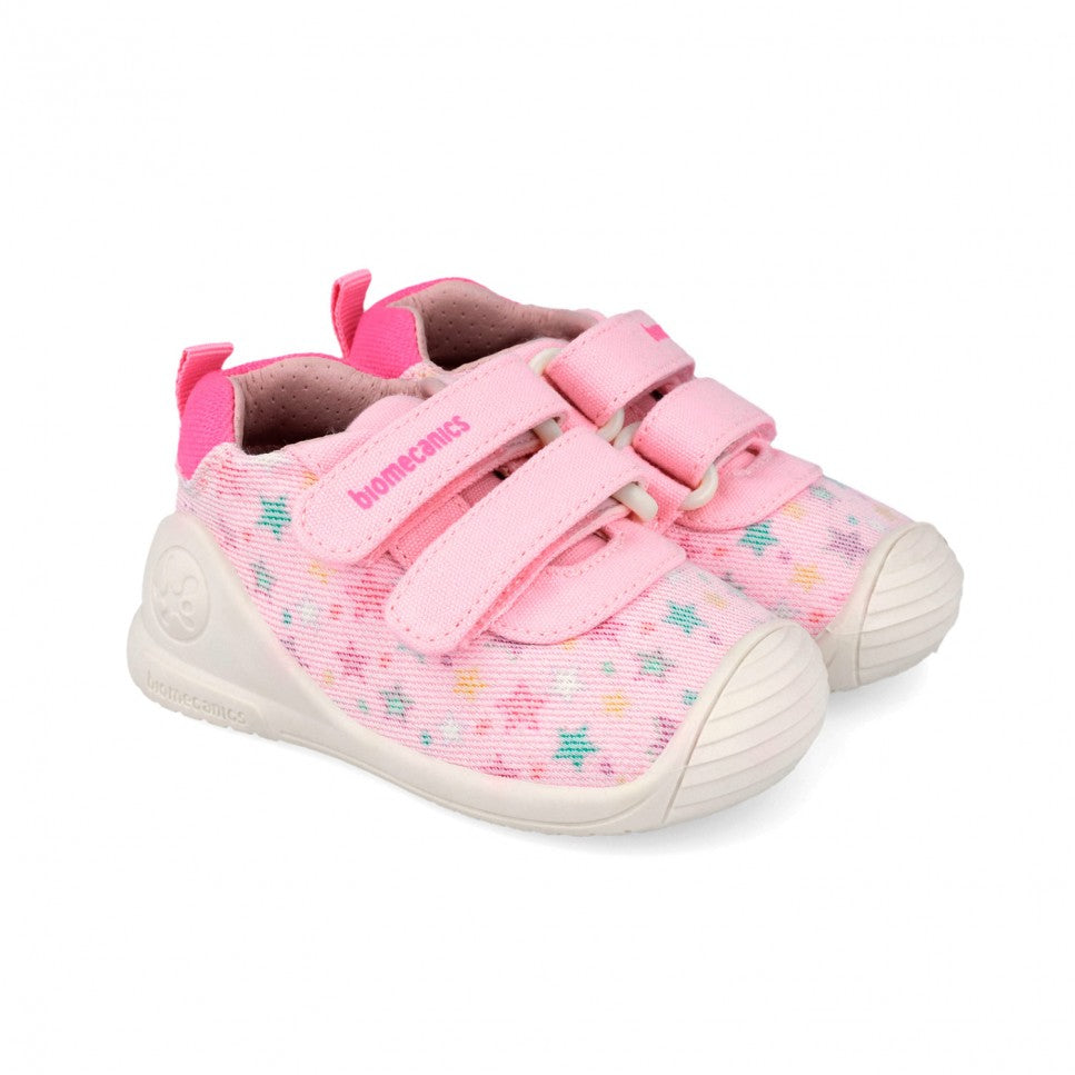 Biomecanics vászon kislány cipő First Steps 18-24 Lurex Rose csillagokkal