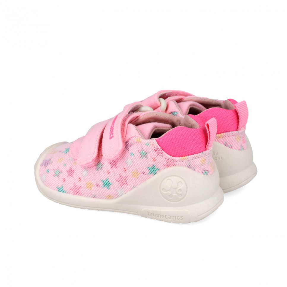 Biomecanics vászon kislány cipő First Steps 18-24 Lurex Rose csillagokkal