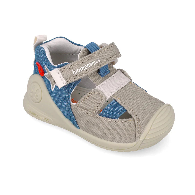 Biomecanics vászon szandál fiúknak 18-24 Pique Beige csillaggal Másodlagos kép