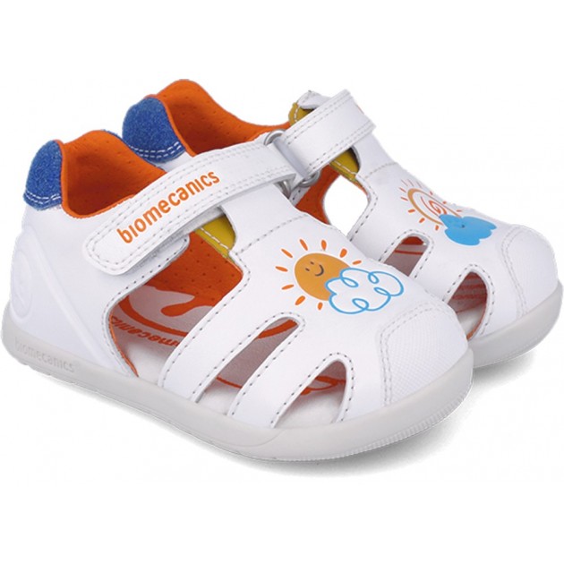 Biomecanics sandale baieti 24-26 Napa Blanco Y Azul cu soare si nori