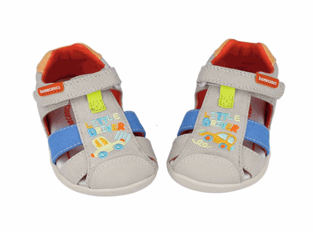 Biomecanics Barefoot vászon fiú szandál 19-26 Pique Beige autó mintával