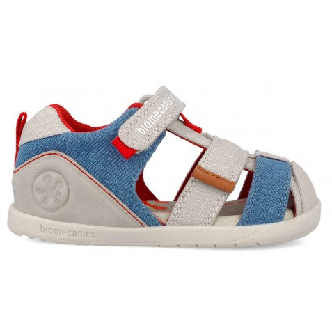 Biomecanics mezítlábas fiú vászon szandál 19-26 Pique Beige Y Azul Másodlagos kép