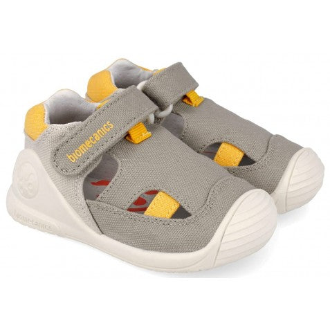 Biomecanics Barefoot First Steps vászon szandál fiúknak, 18-24 Pique Bézs és Sárga