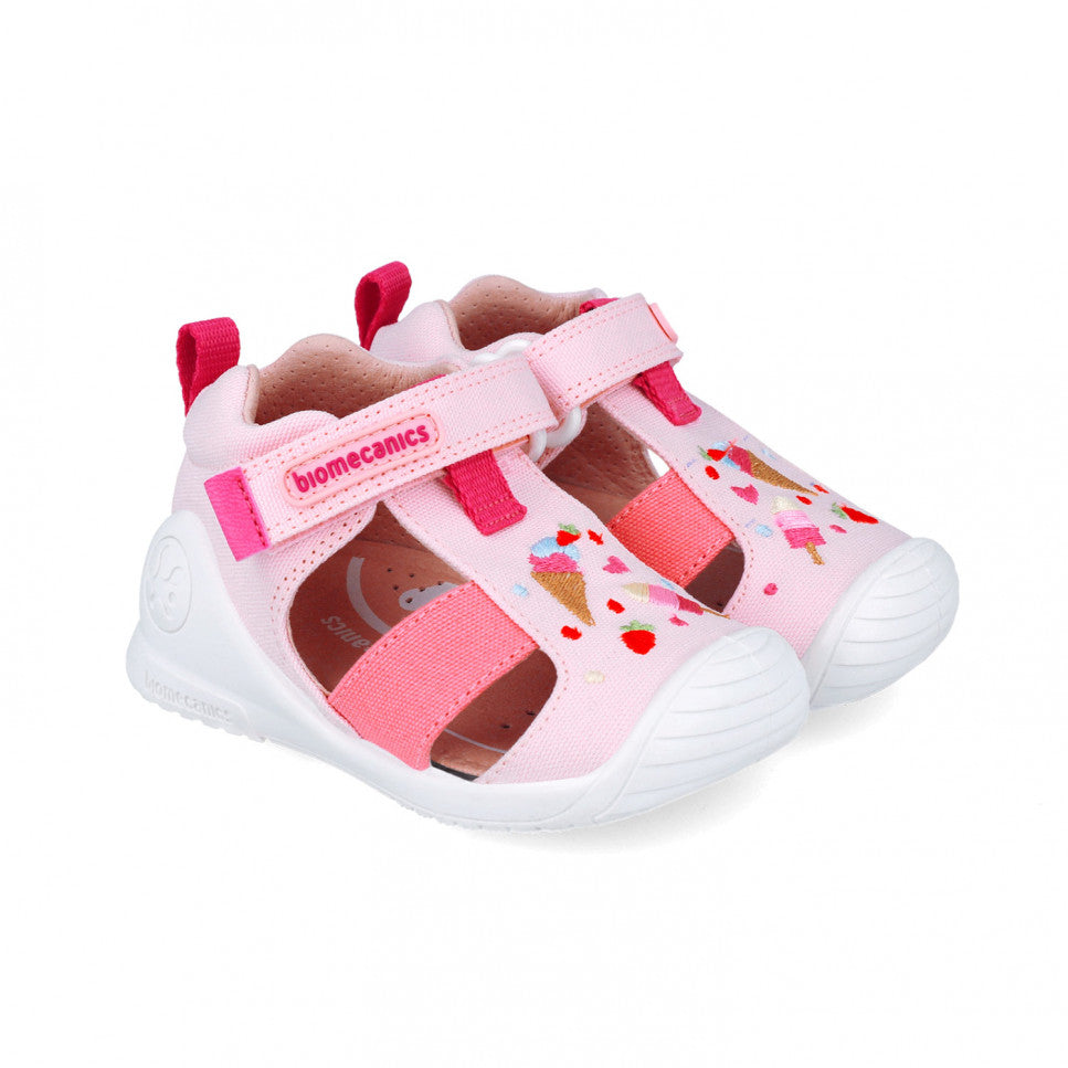Biomecanics sandale fete din panza 18-24 Pique Rosa cu inghetata Fő kép
