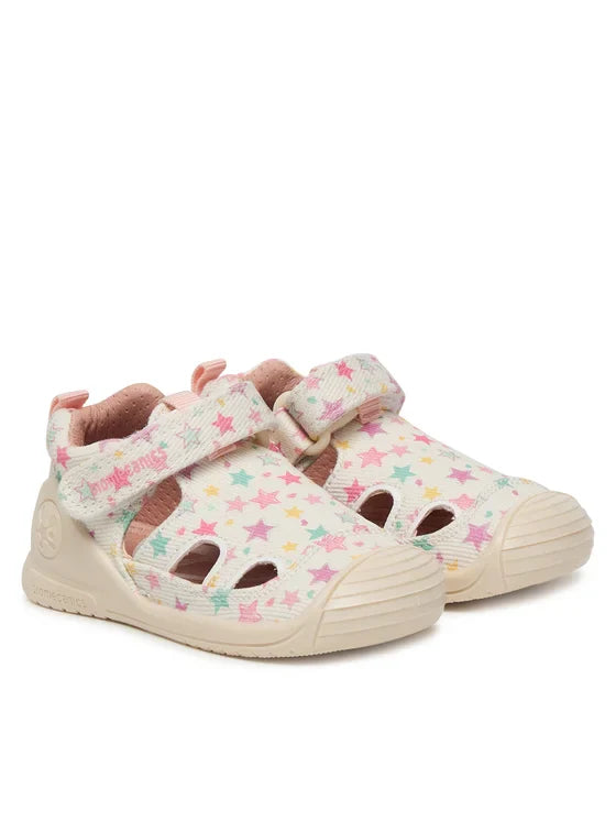 Biomecanics Barefoot vászon lány szandál 18-24 Lurex Blanco csillagokkal