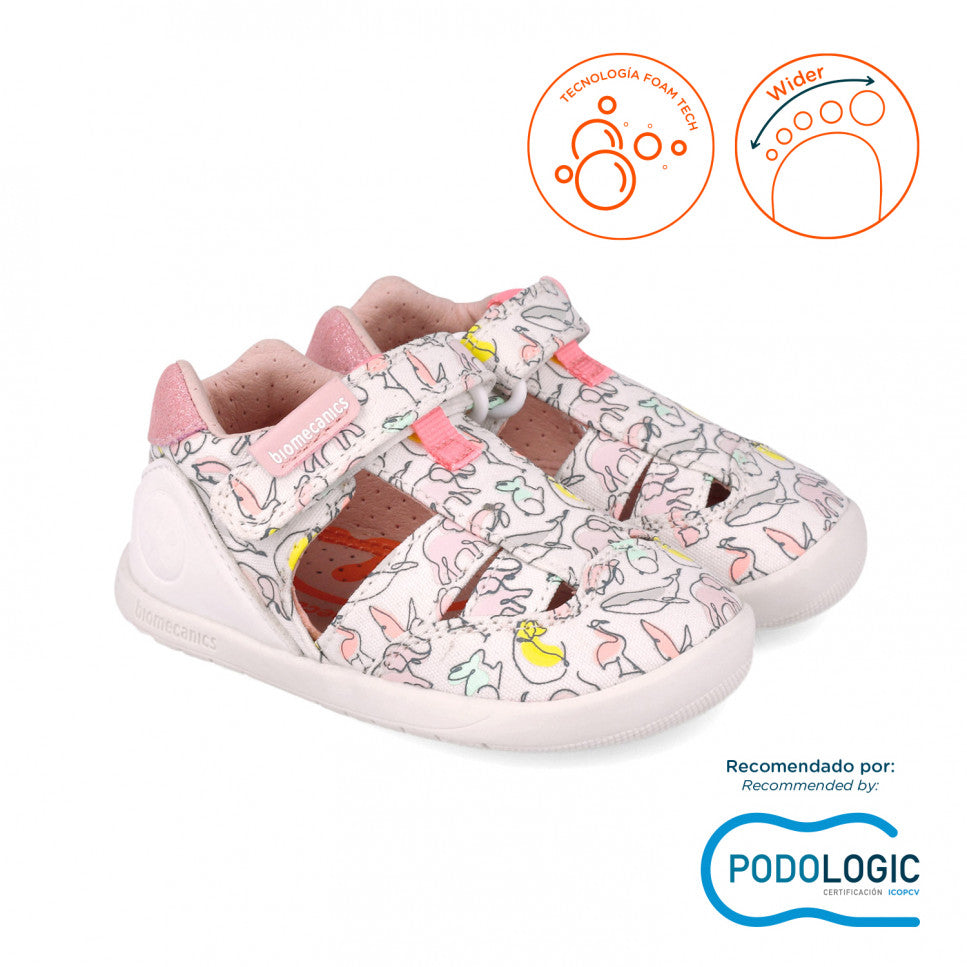Biomecanics sandale fete din panza Primii Pasi 19-23 Pique Blanco Fő kép