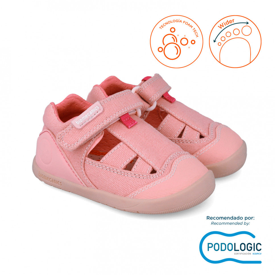 Biomecanics sandale fete din panza Primii Pasi 24-26 Pique Rose Fő kép