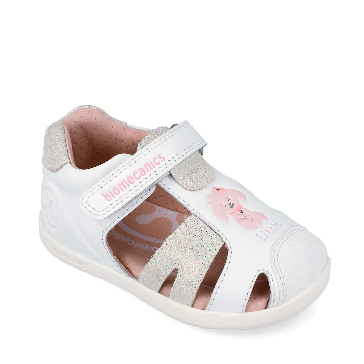 Biomecanics lány szandál Barefoot Első Lépések, orrvédővel, 19-26, Napa Blanco kutyával