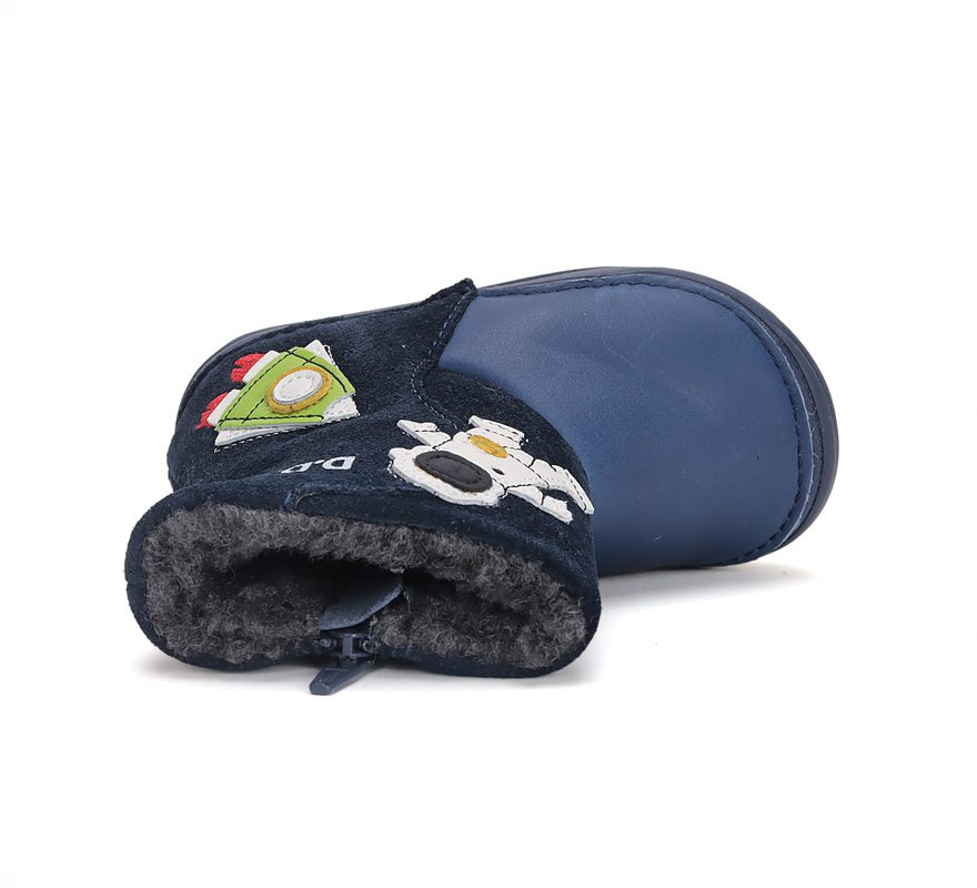 D.D.Step cizme baieti imblanite 20-25 Royal Blue cu cosmonaut