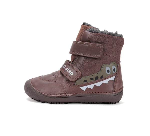 D.D.Step fiú Barefoot bélelt cipő 25-31 Chocolate krokodilmintával Másodlagos kép