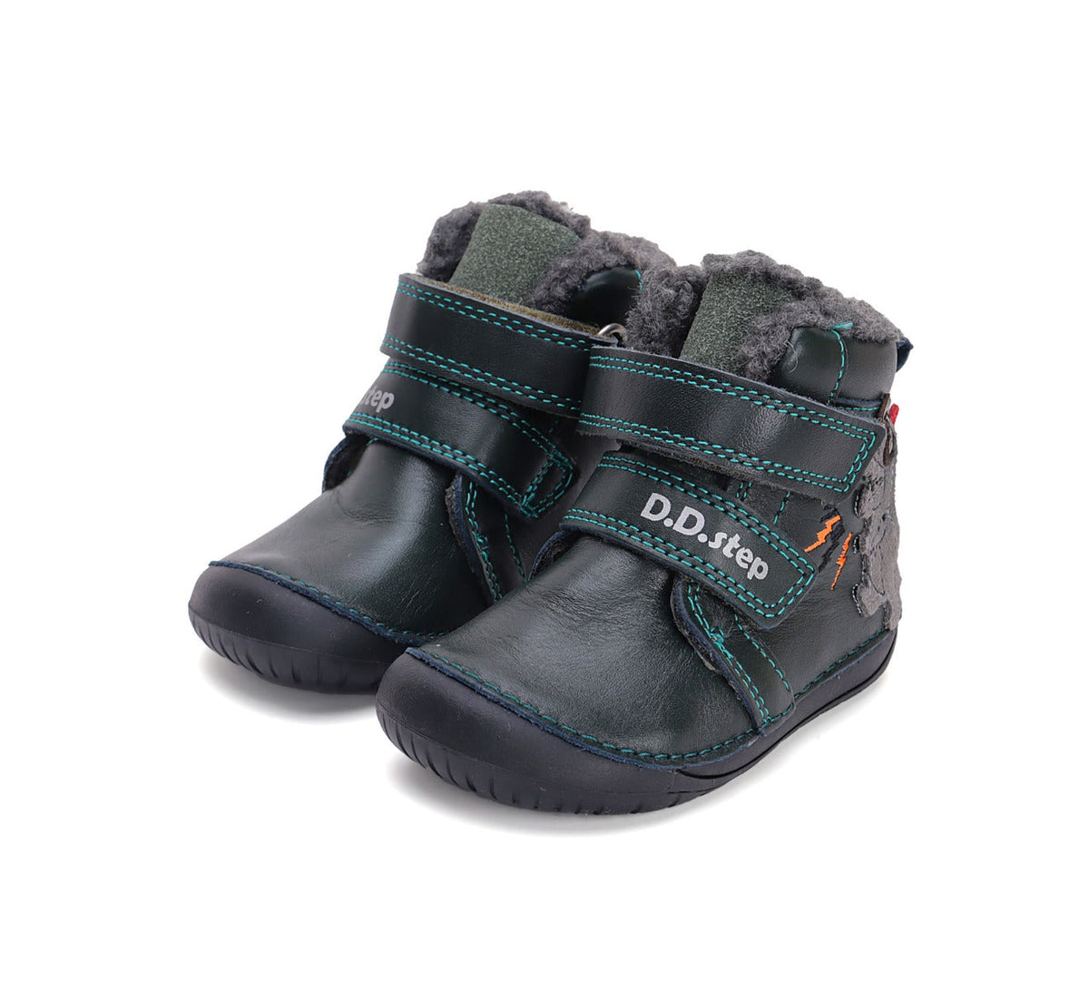 D.D.Step ghete baieti Barefoot imblanite 20-25 Emerald cu dino Fő kép