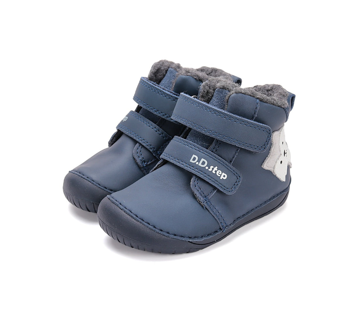 D.D.Step ghete baieti Barefoot imblanite 20-25 Royal Blue cu raton Fő kép