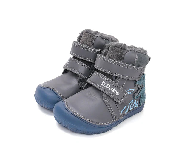 D.D.Step ghete baieti Barefoot imblanite cu talpa fluorescenta 20-25 Dark Grey cu dino Fő kép