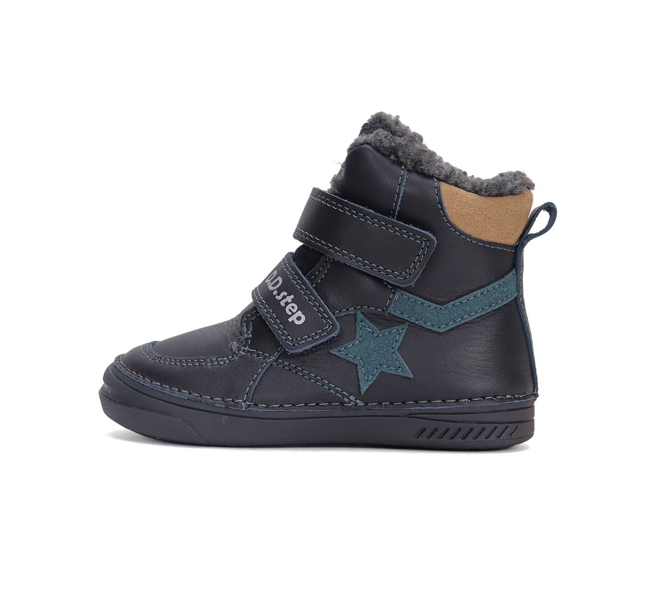 D.D.Step bélelt fiú téli cipő 25-30 Royal Blue petróleum csillaggal Másodlagos kép