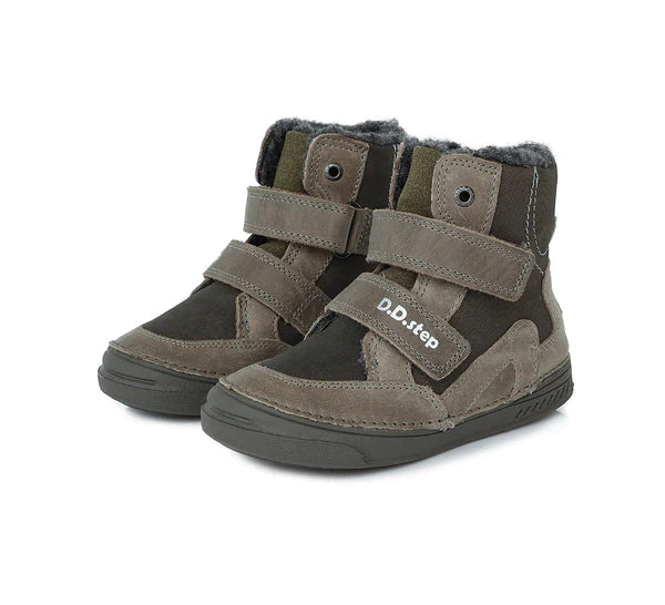 D.D.Step bélelt fiú bakancs 31-36, khaki neonzölddel Másodlagos kép