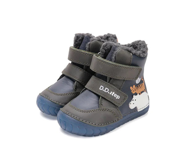 D.D.Step ghete baieti imblanite cu talpa fluorescenta 19-24 Royal Blue Wild Animals Fő kép