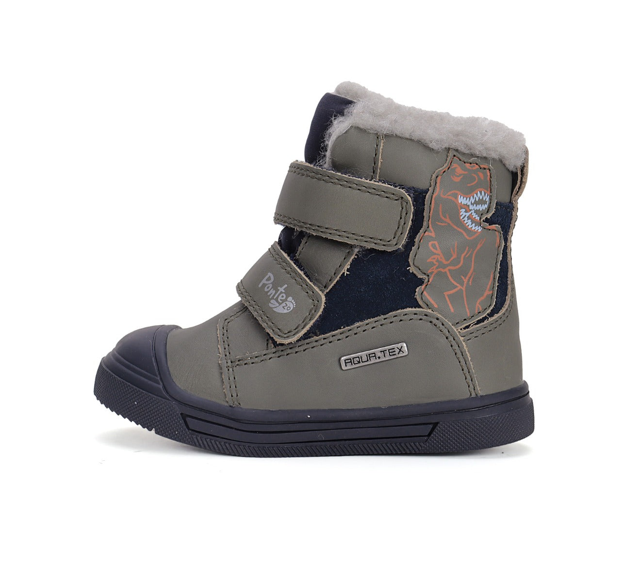 D.D.Step bélelt fiú téli cipő Ponte20 szupinált AQUA-TEX 28-33 Khaki dínós Másodlagos kép