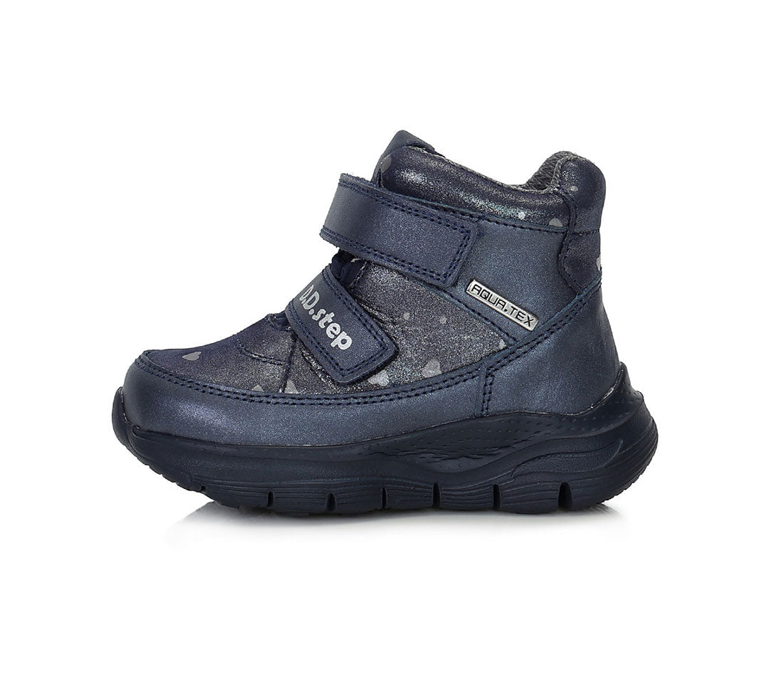 D.D.Step ghete fete Aqua-Tex 24-29 Royal Blue cu inimioare Fő kép