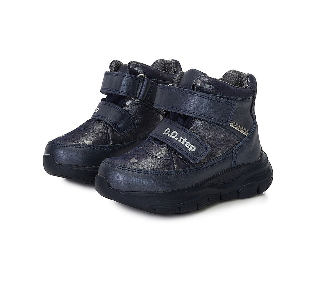 D.D.Step kislány cipő Aqua-Tex 24-29 Royal Blue szívecskékkel Másodlagos kép