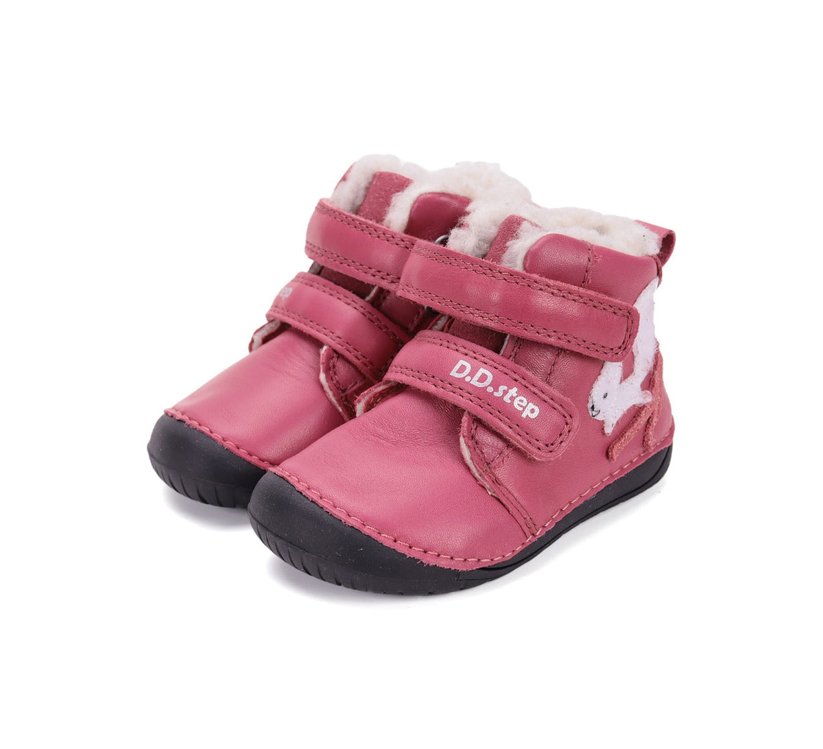 D.D.Step ghete fete Barefoot imblanite 20-25 Dark Pink cu veverita Fő kép