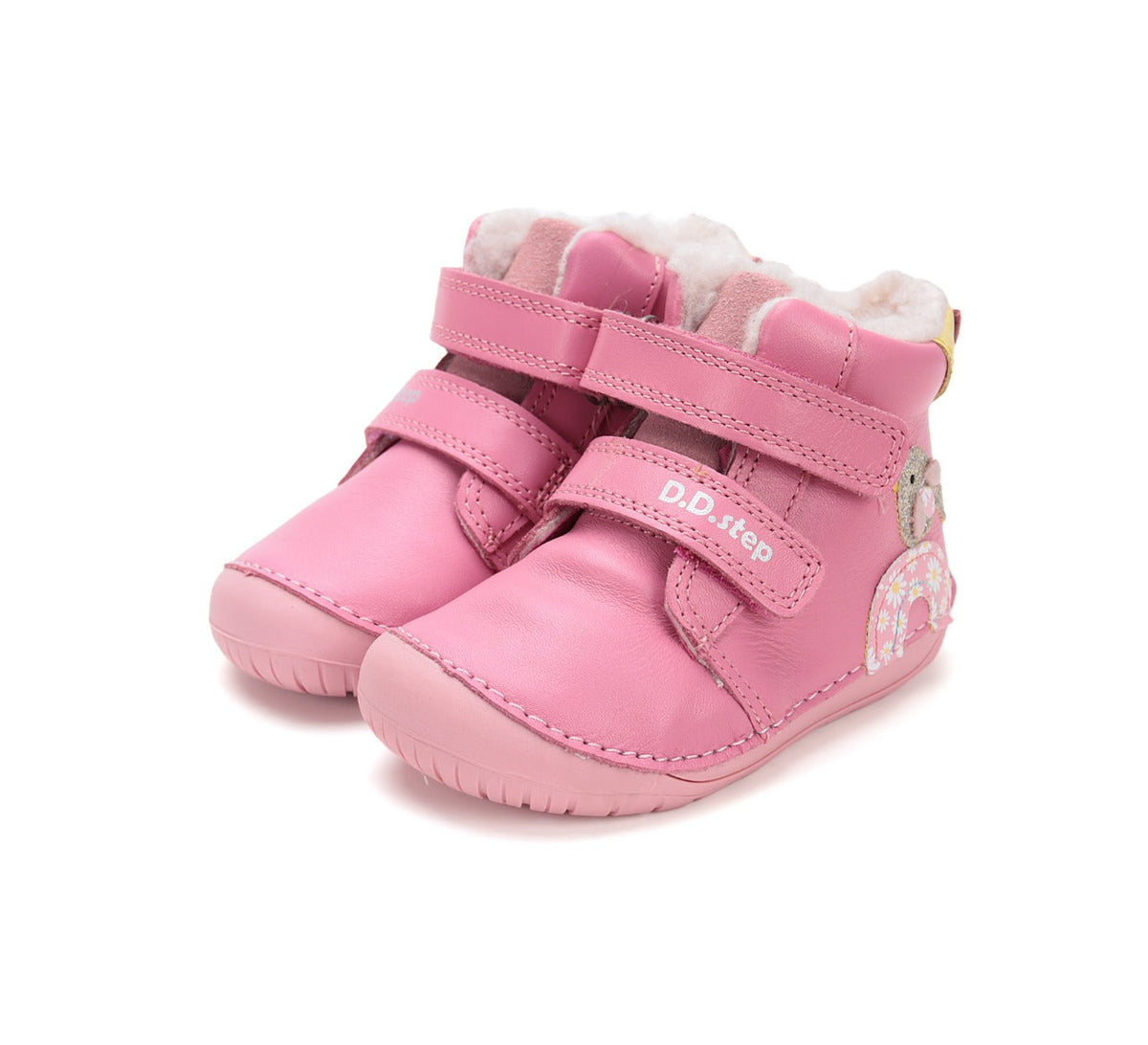 D.D.Step ghete fete Barefoot imblanite 20-25 Pink cu pasare Fő kép