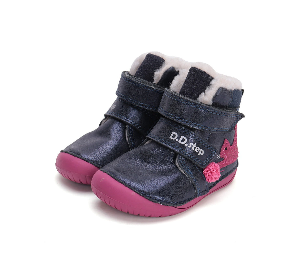 D.D.Step ghete fete Barefoot imblanite 20-25 Royal Blue cu pisica Fő kép