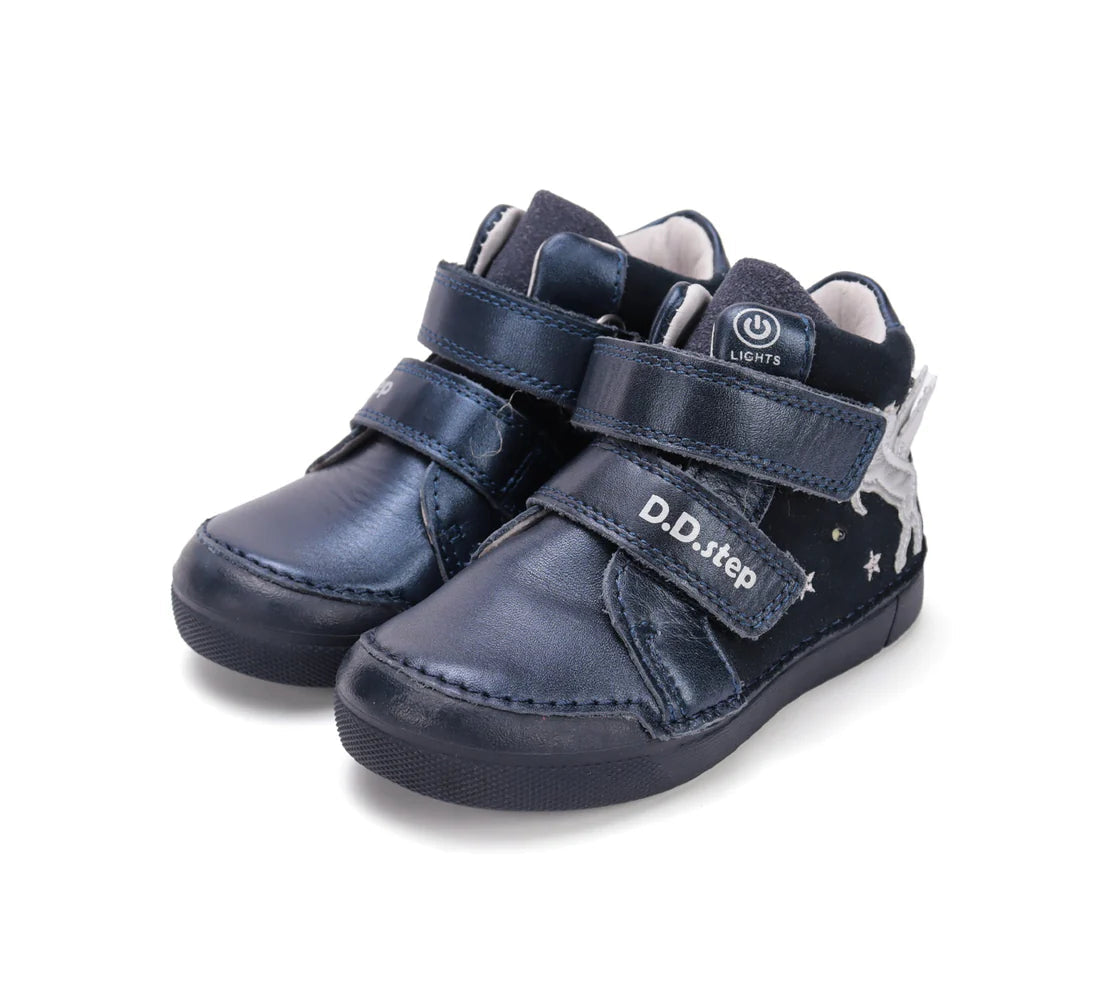 D.D.Step ghete fete cu LED 25-30 Royal Blue cu unicorn Fő kép