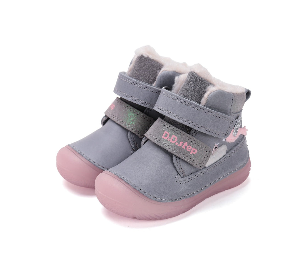 D.D.Step ghete fete imblanite cu talpa fluorescenta 26-31 Grey cu pasarele Fő kép