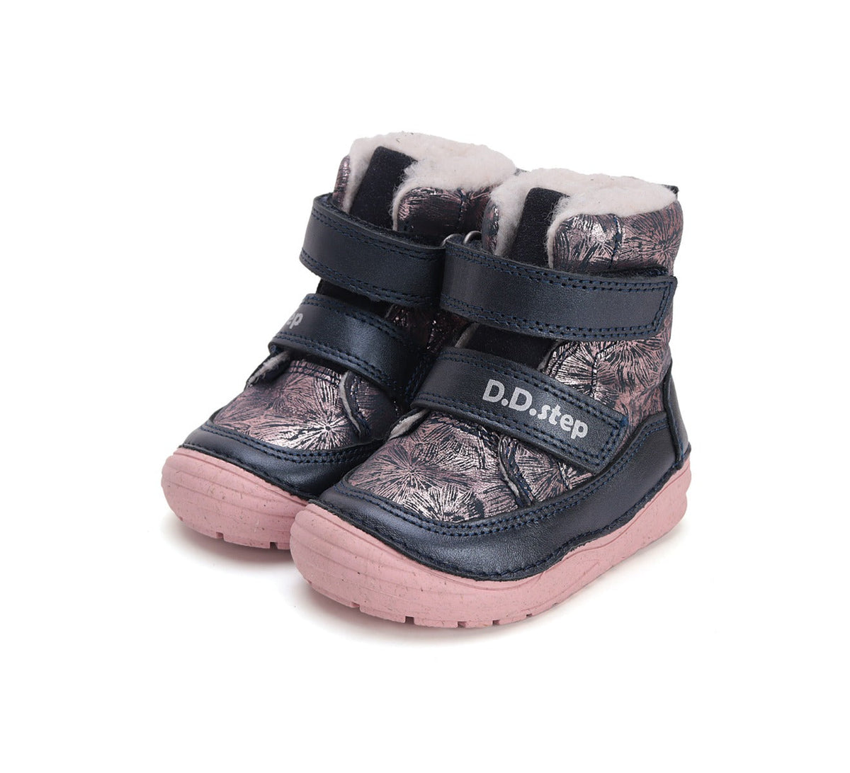 D.D.Step ghete fete imblanite 20-25 Metallic pink cu flori Fő kép