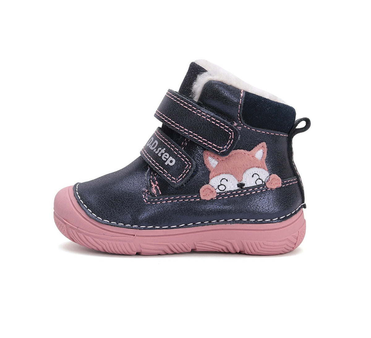 D.D.Step ghete fete imblanite 26-31 Royal Blue cu vulpe