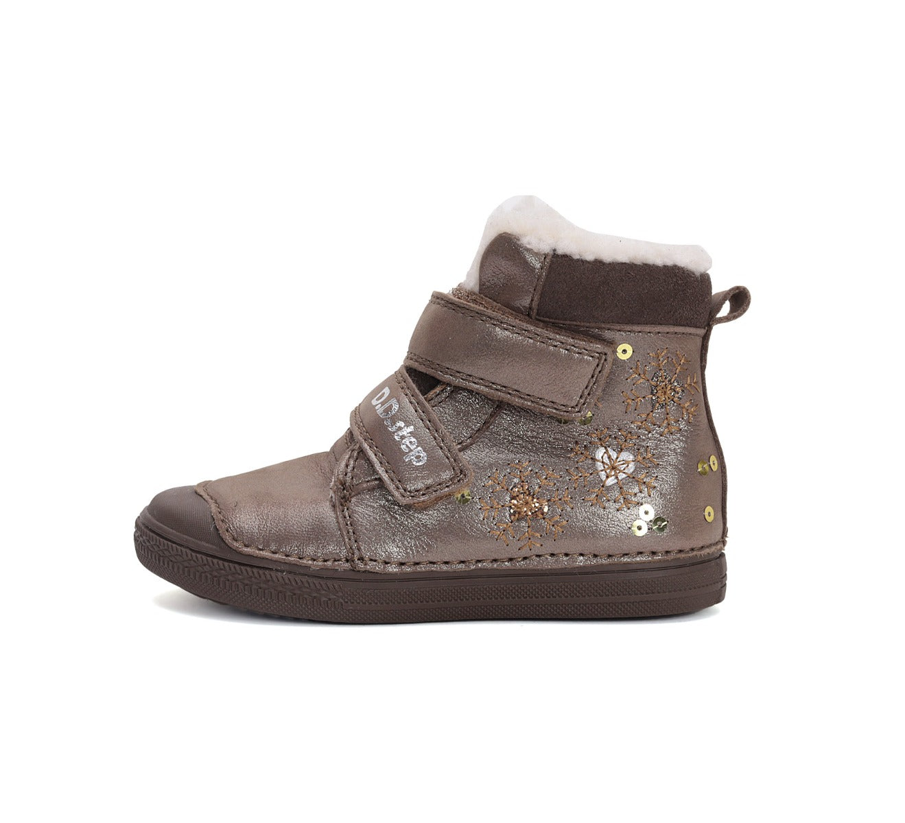 D.D.Step bundás bakancs lányoknak 31-36, bronz, hópelyhekkel Másodlagos kép