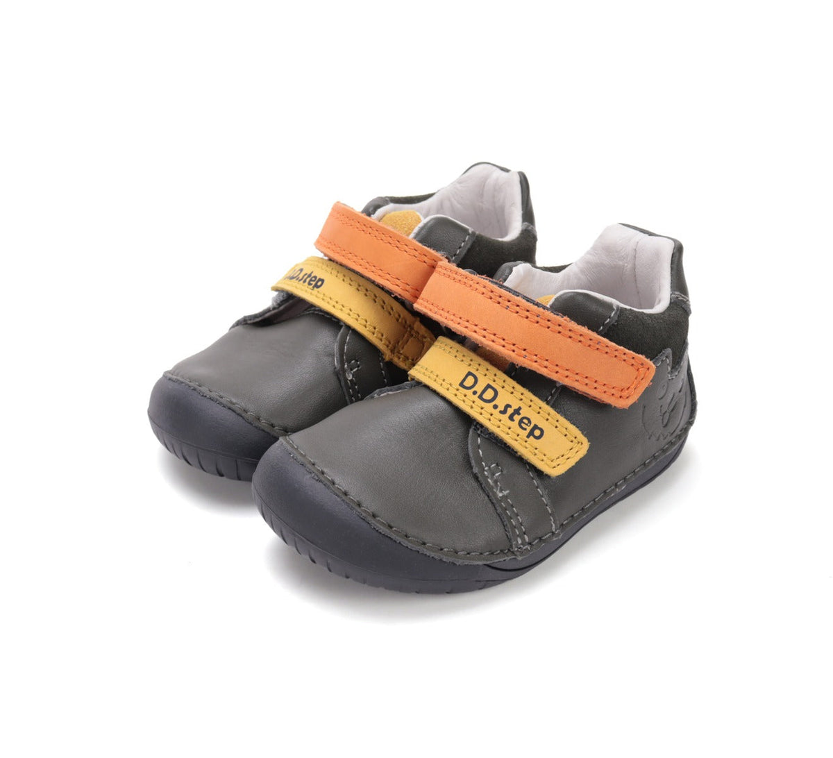 D.D.Step pantofi baieti Barefoot 20-25 Khaki cu portocaliu si galben Fő kép