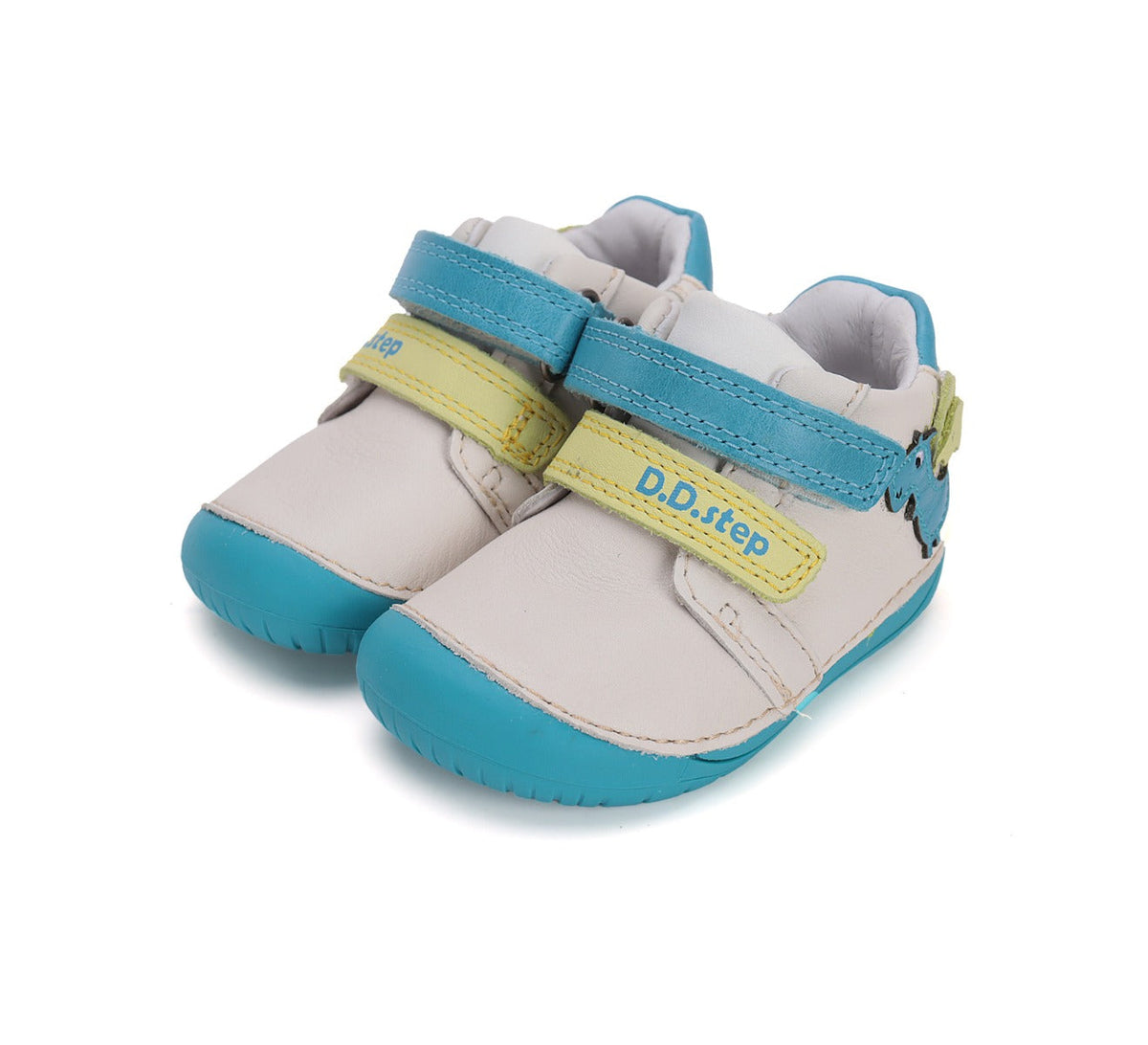 D.D.Step pantofi baieti Barefoot 20-25 White cu dinozaur Fő kép