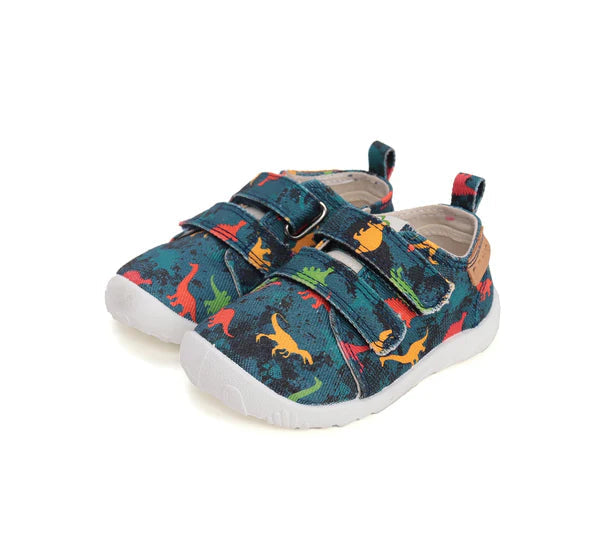 D.D.Step pantofi baieti Barefoot de interior 20-25 Bermuda Blue cu dino Fő kép
