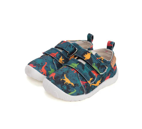 D.D.Step pantofi baieti Barefoot de interior 26-31 Bermuda Blue cu dino Fő kép