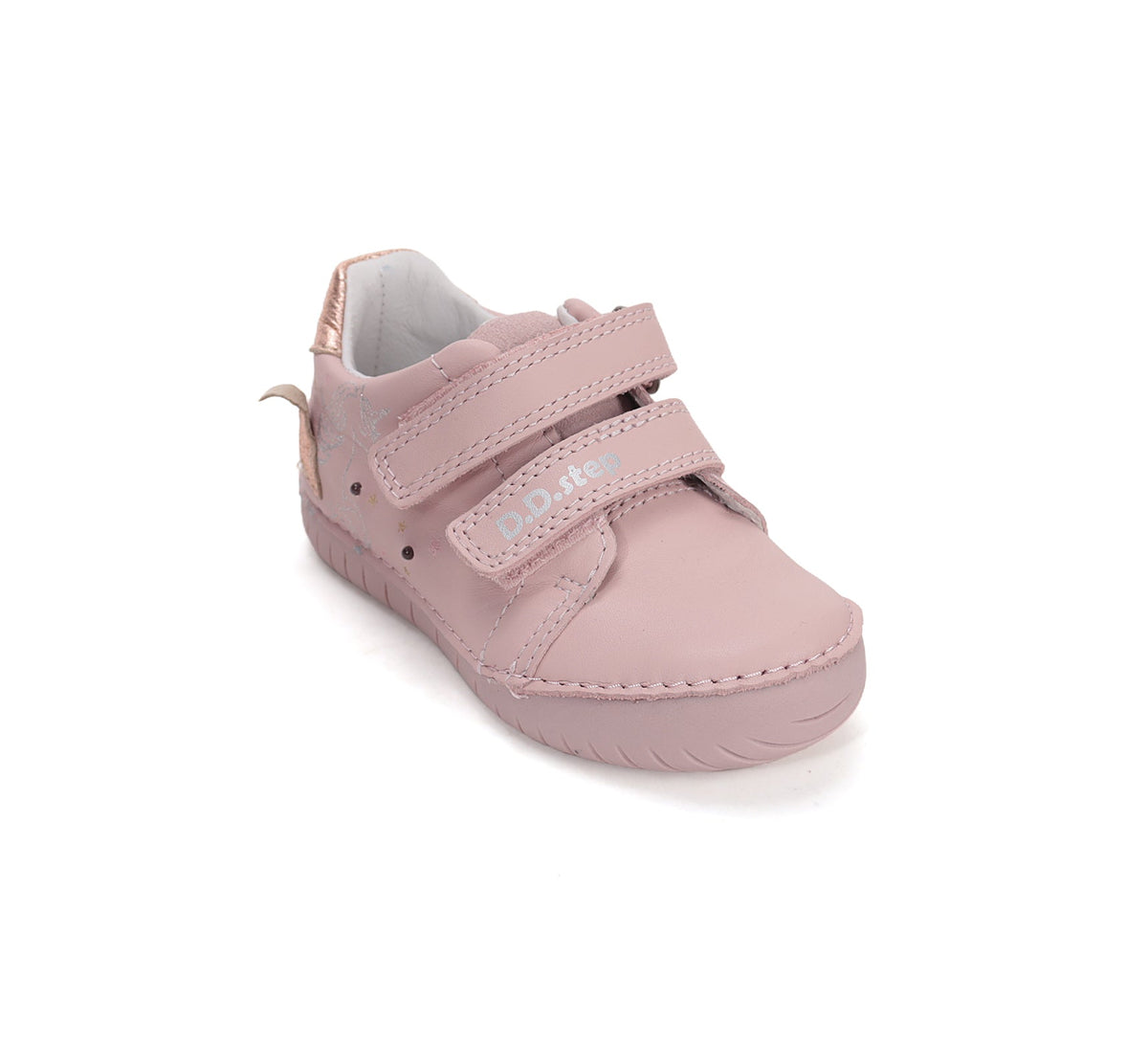 D.D.Step LED-es lánycipő 25-30 Baby Pink unikornissal