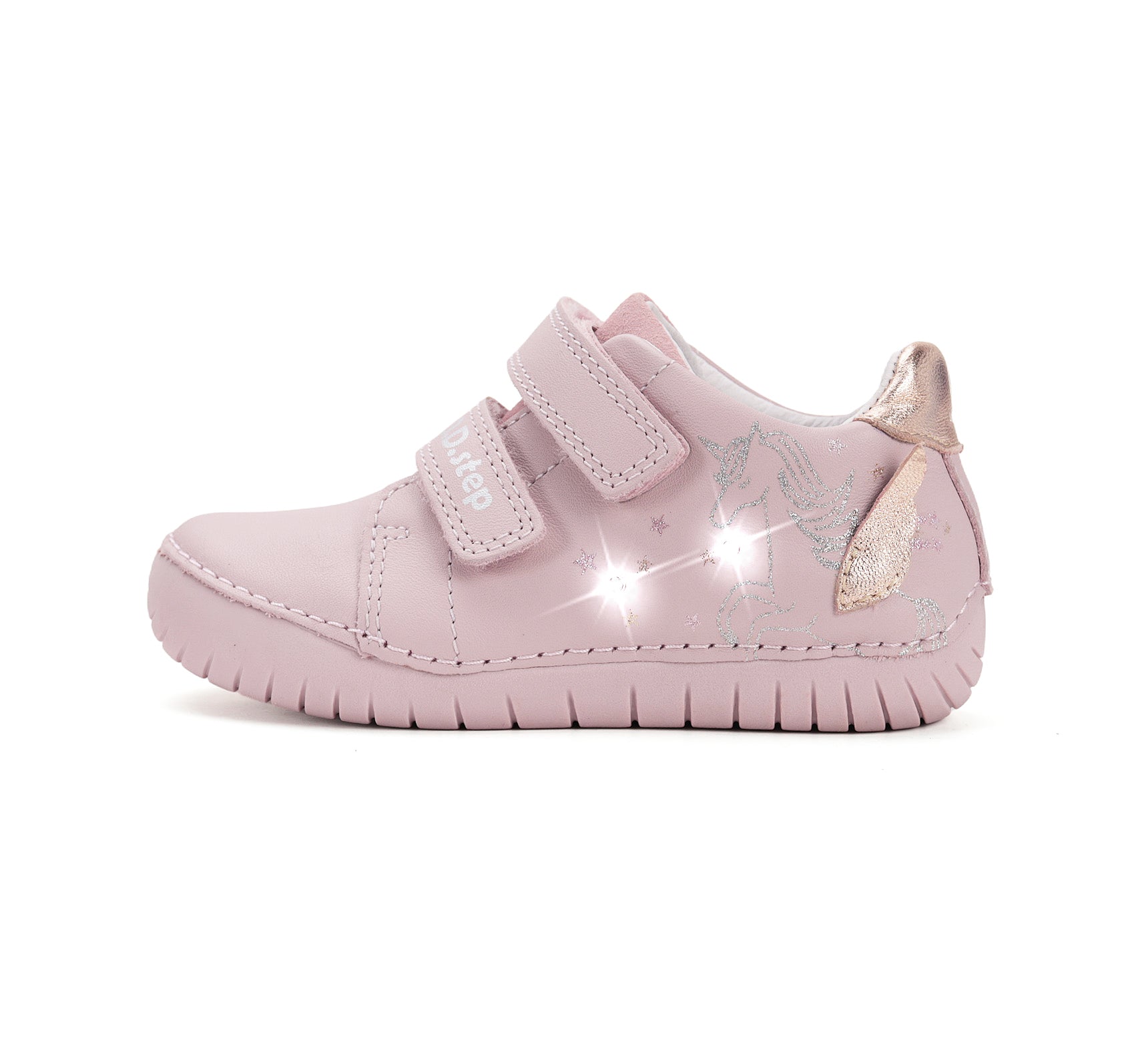 D.D.Step LED-es lánycipő 25-30 Baby Pink unikornissal Másodlagos kép