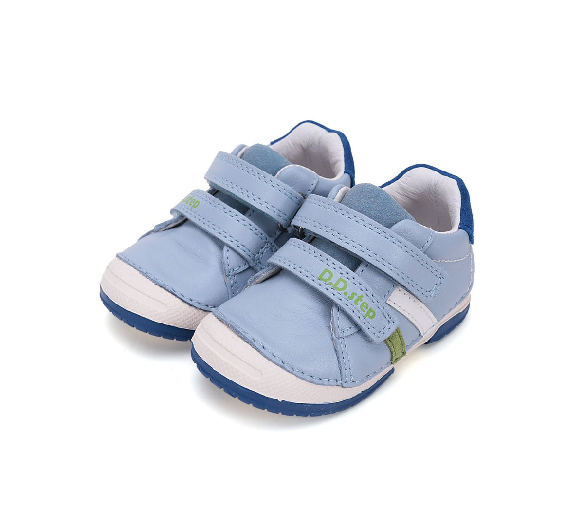 D.D.Step pantofi baieti cu scai 19-24 Sky Blue cu verde Fő kép