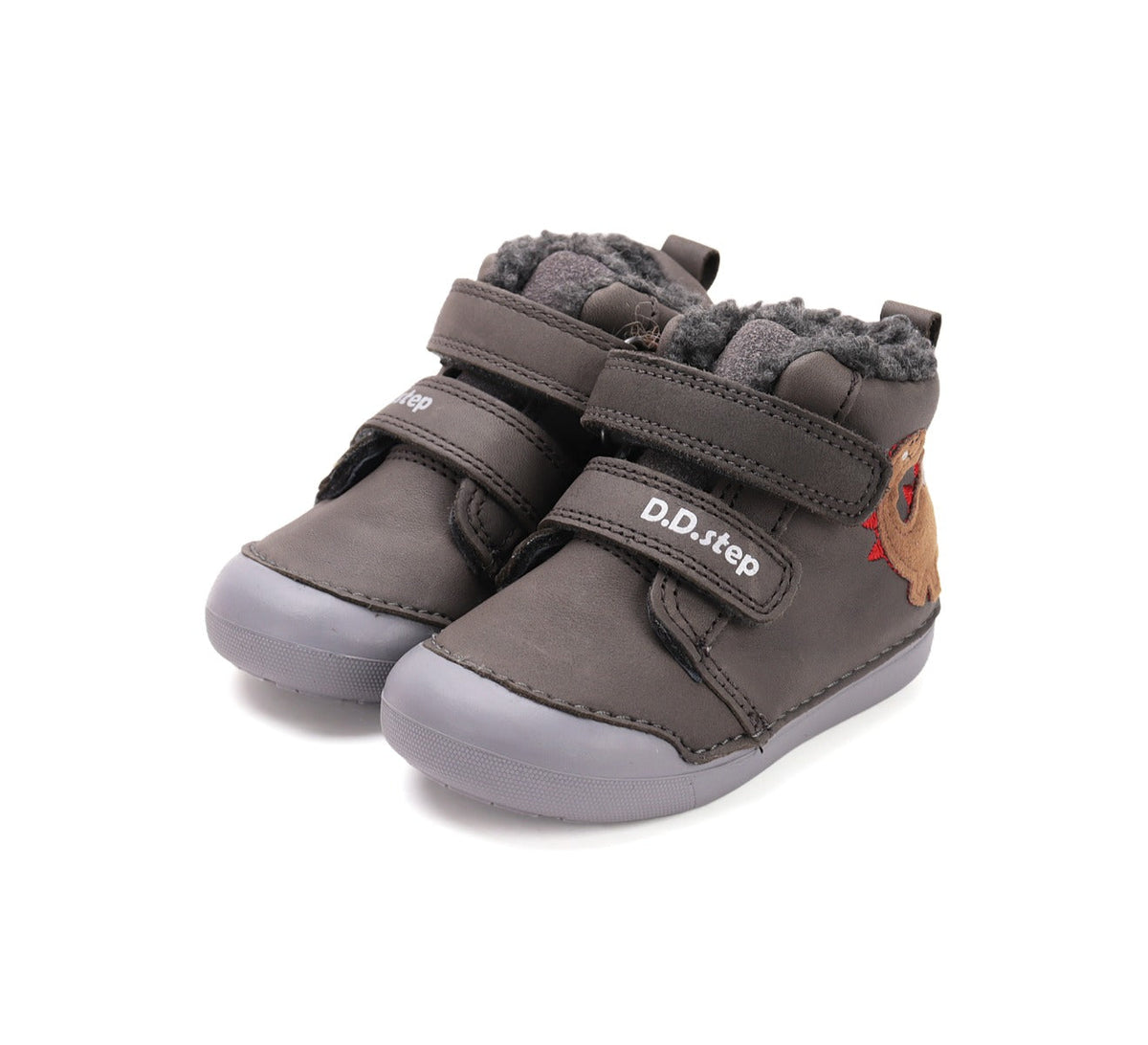 D.D.Step pantofi baieti imblaniti Primii Pasi 20-25 Khaki cu dino Fő kép