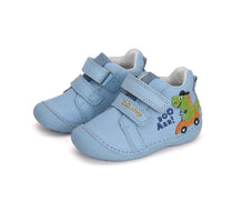 D.D.Step pantofi baieti Primii pasi 18-24 Sky Blue cu dino