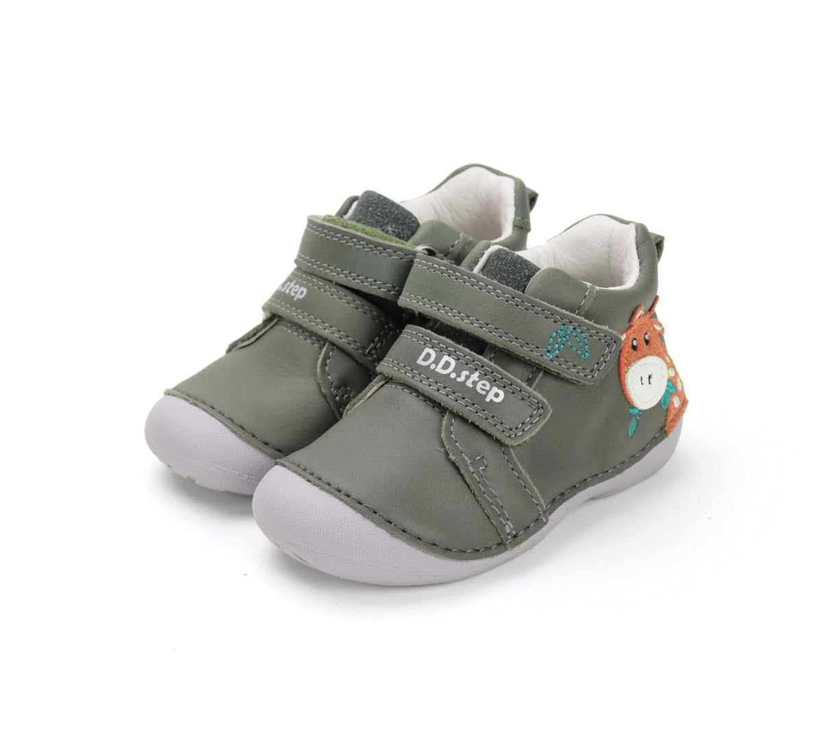 D.D.Step pantofi baieti Primii Pasi 20-24 Khaki cu girafa Fő kép