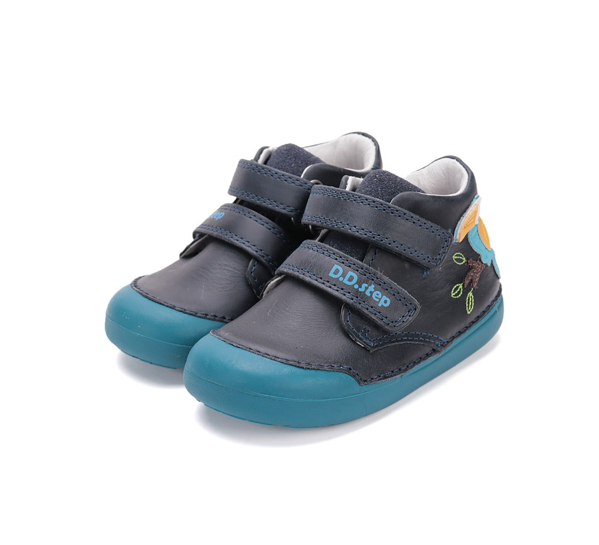 D.D.Step pantofi baieti Primii Pasi 20-25 Royal Blue cu papagal